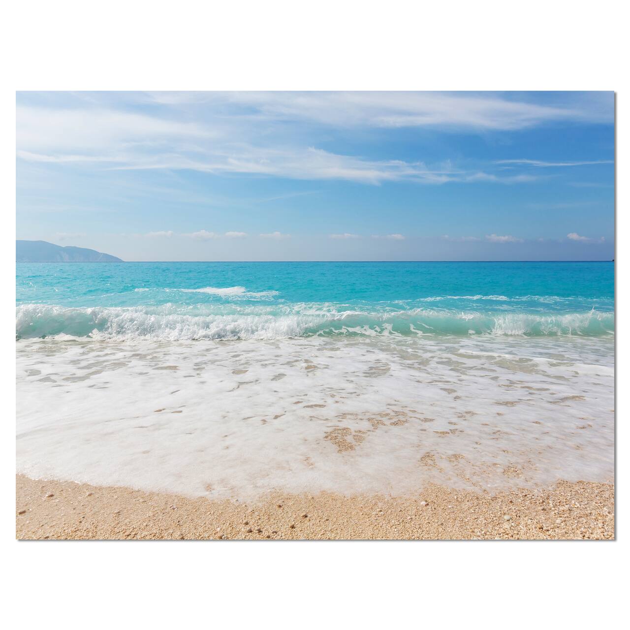 Designart - White Waves Kissing Beach Sand - Large Seashore Canvas Print